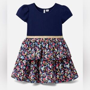 Janie and Jack Navy Dress with Floral Bottom